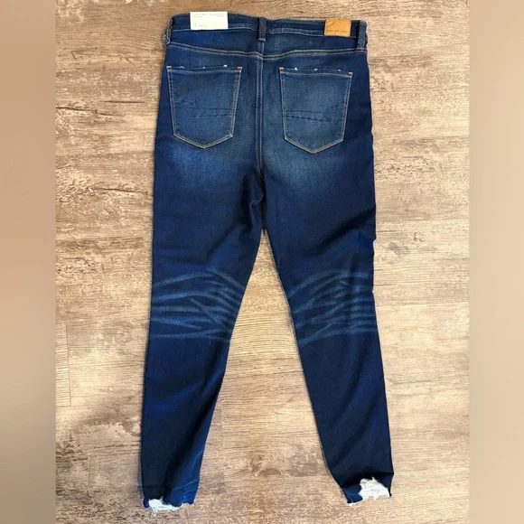 American Eagle Outfitters Dark Blue Ripped High Waisted Jeggings NWT - Picture 3 of 5